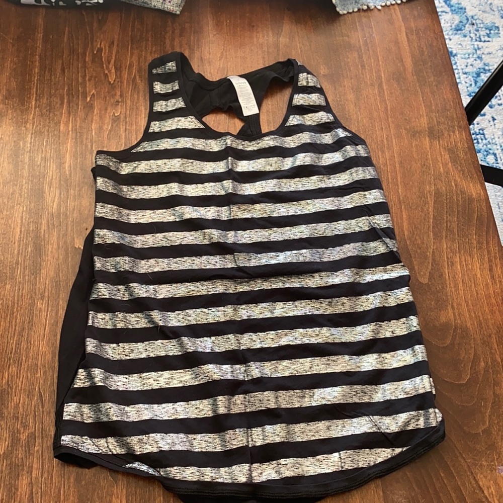 Girls metallic stripes Ivivva tank 12